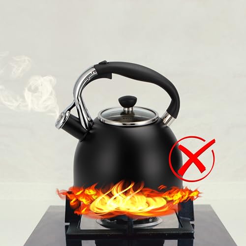 2.6 Quart Whistling Stainless Steel Tea Kettle for Stovetop (T-11BK)