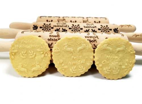 Embossing Rolling Pin for Christmas Cookies