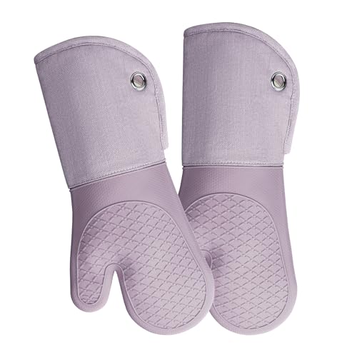 Professional Microwave Silicone Oven Mitts one Pair (Oven mitts / Purple)