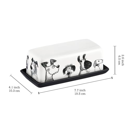 Doodle Pawtrait Ceramic Butter Dish with Lid (Doodle Pawtrait / Large)