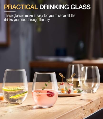 Stemless Wine Glasses Set of 2 (Set of 2-18oz)