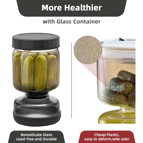 Pickle Jar with Strainer Flip (34oz Smoky Grey Pickle jar)