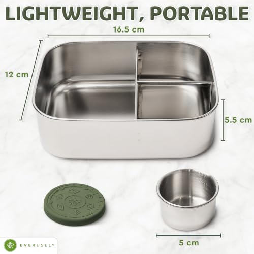 Stainless Steel Bento Box + Condiment Container (Sage / 27oz / 800ml)