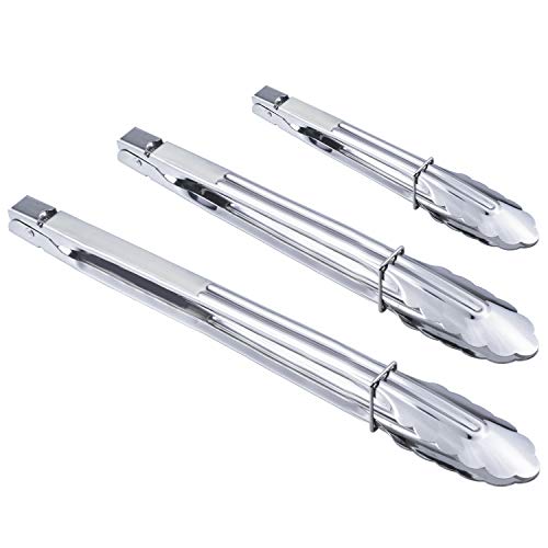 Stainless Steel Food Tongs Metal Tongs Set (9" 12" 14")