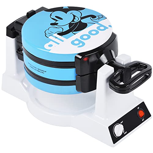 Disney Mickey & Minnie Double Flip Waffle Maker by Select Brands (White and Blue)