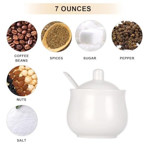 7 OZ Ceramic Sugar Bowl with Lid and Spoon
