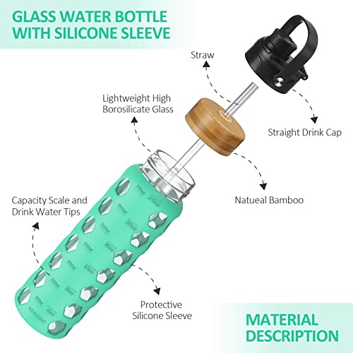 24oz Glass Water Bottle (Green / 24 Ounces)