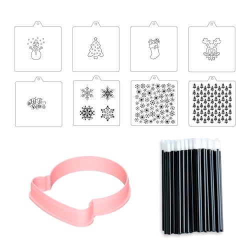 Cookie Cutter and Stencil Bundle Royal Icing Cookies Stencils Paint Your Own Biscuit Bakery Starter Kits Royal Icing Fondant Cutters Birthday Wedding Holiday Cookies Painting Coloring Pages Comb (Snowglobe)