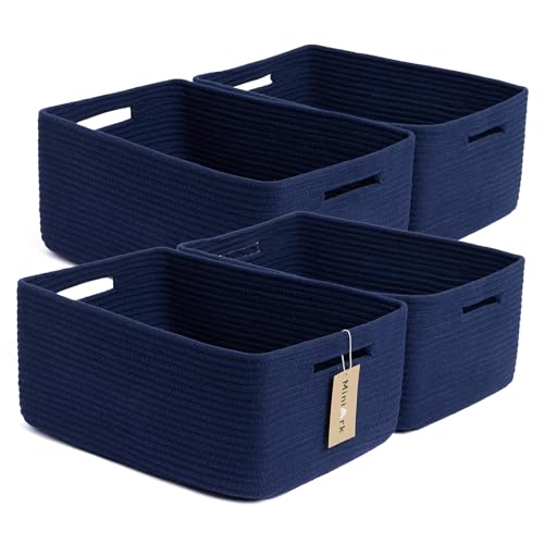 Large Storage Baskets for Organizing (4pcs-L17×W13×H7.5" / Navy Blue)