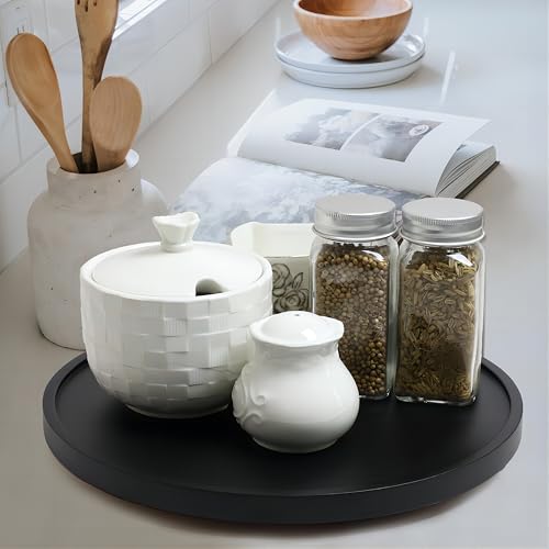 12 inch Lazy Susan Organizers (Black Wood / 1 Pack - 12 inch)