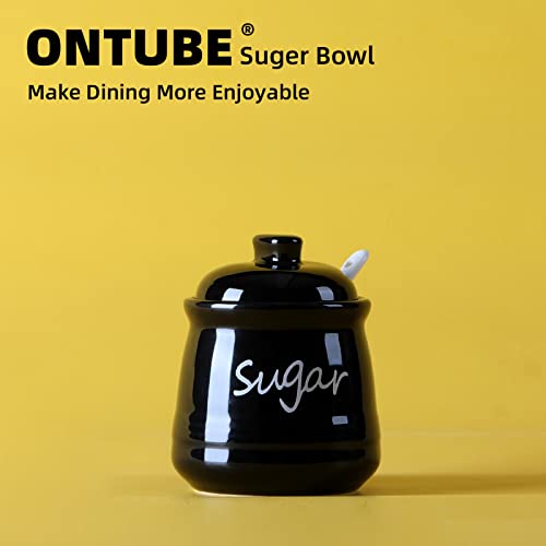 Ceramic Sugar Bowl with Lid and Spoon 12oz