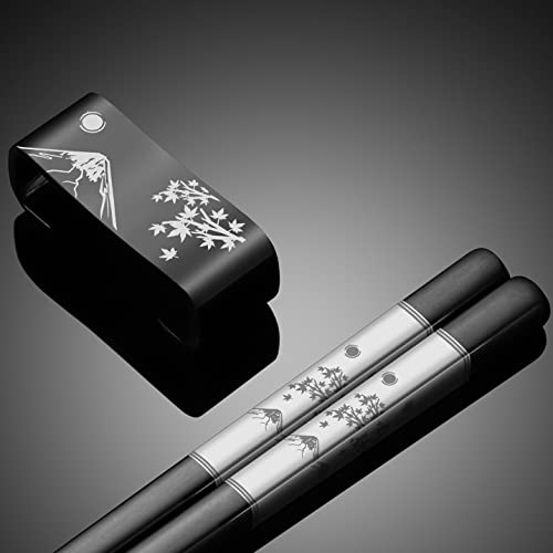 Premium 304 Stainless Steel Chopsticks Set (Black)