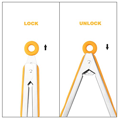 4 Pack Orange Silicone Kitchen Tongs Set (Orange)