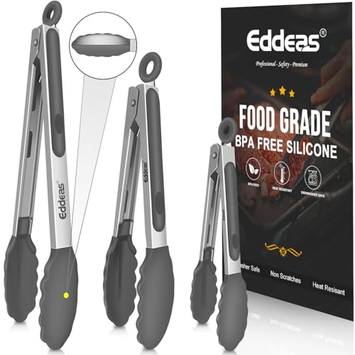 Kitchen Tongs Up To 600°F Silicone Tongs for Cooking 7 (3 Count)
