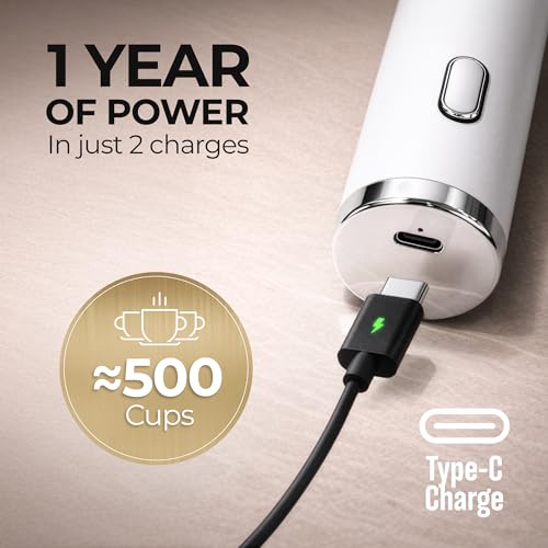 Rechargeable Milk Frother Handheld (Freezing White / Rechargeable Z1 Motor Max)