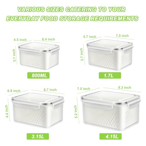 4 Pack Fruit Storage Containers for Fridge Berry Keeper Produce Saver (4 Pack Produce Savers)