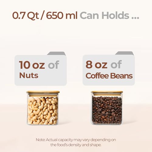 Square Glass Containers with Lids 0.7 Qt (4 Count)