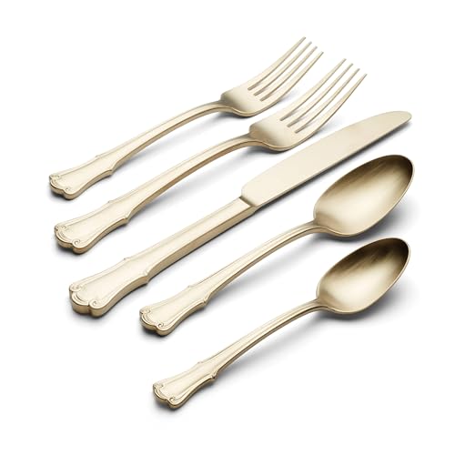 James Street Champagne Satin 20 (Champagne / 20 Count / 20-Piece Flatware Set)