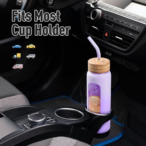 24oz Glass Water Bottle with Straw and 2 Lids (Purple / 24 Ounces)