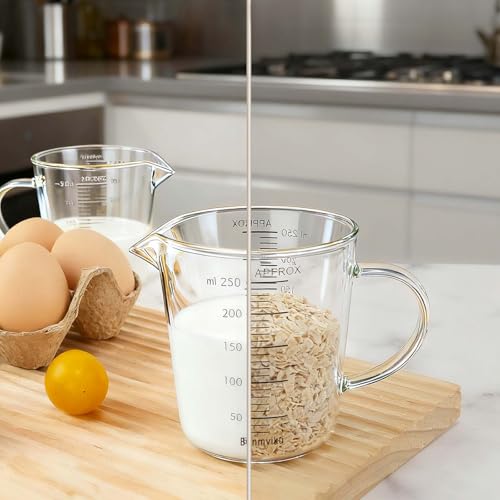 Glass Measuring Cup 250ml 1Cup High Borosilicate [Insulated Handle (250ml)