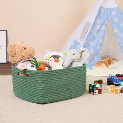 Large Storage Baskets for Shelves (2pcs-L17×W13×H7.5" / Green)