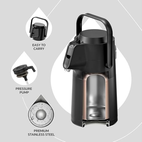 Thermal Coffee Carafe 68oz (Elegant Black / 74.4 Ounces)