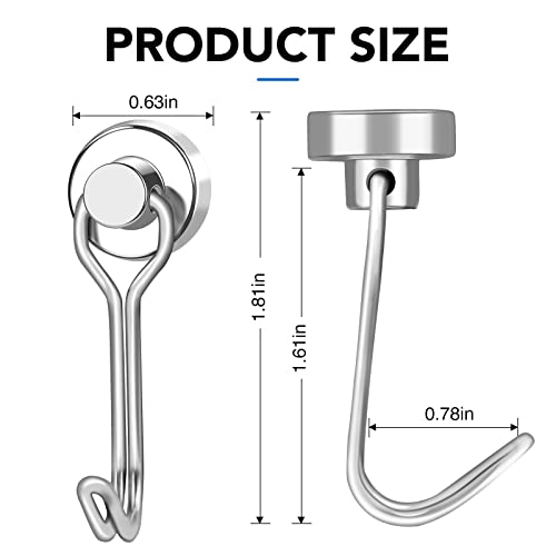 Magnetic Hooks Magnet Hook for Cruise Cabins Fridge 30LBS 12Pack (Silver / 0.63in)