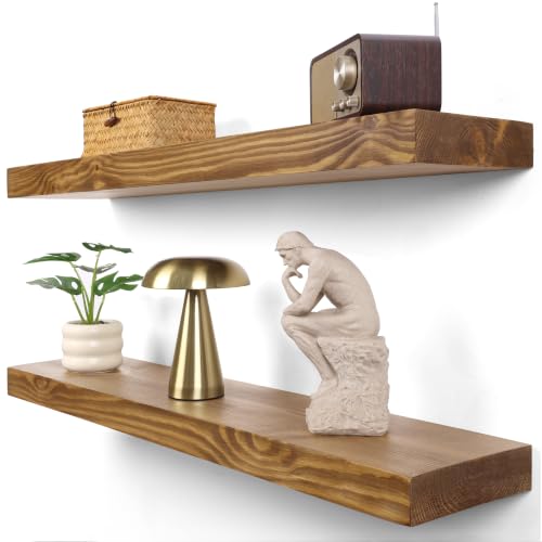 Rustic Floating Shelves 36 inch Long 8 inch deep Set of 2 (Gold Oak / 36'' x 8''x 2''(set of 2）)
