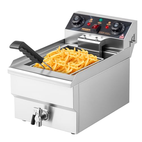 12.5QT Electric Deep Fryer (Single Fryer with Timer & Drain-12.5QT)