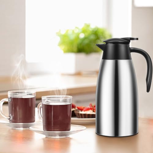 2 PCS 68 OZ Thermal Coffee Carafe (Silver / 68 oz)