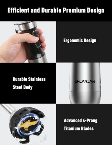 1000W Powerful Immersion Blender handheld (Black)