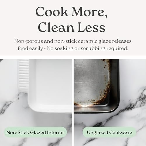 Stoneware Casserole Dish Bakeware with Lid (2 Qt / Sage Green)