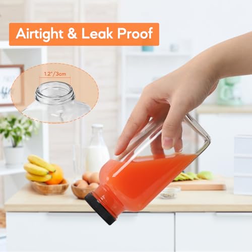 12oz 3 Pack Glass Juice Bottles with Leak (12oz-3pcs)