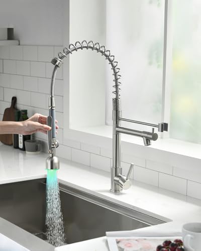 Commercial Pull Down Sprayer Brushed Nickel Kitchen Faucet (Brushed Nickel)