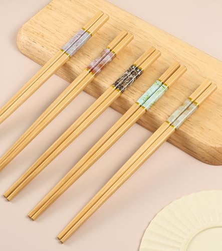 20Pairs Bamboo Chopstick Reusable Wooden Chop Sticks Washable Chinese Style 9.5Inch (Style 2 - 20 Pairs - 9.5 inches)