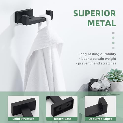 Double Towel Hook (Matte Black)
