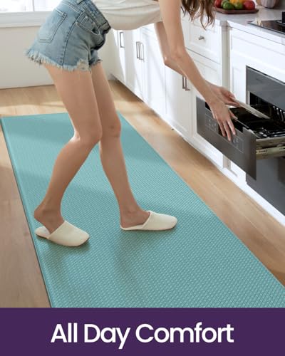 Kitchen Floor Mats Cushioned Anti Fatigue (Turquoise / 59"l X 17"w X 0.4"th + 29"l X 17"w X 0.4"th)