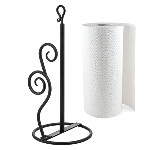 Rustic Burnt Solid Wood and Industrial Matte Black Metal Dining Combination Caddy with Paper Towel Roll Dispenser Stand (Matte Black Metal)