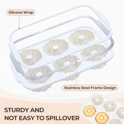 3 Inch Mini Fluted Tube Cake Pans for Baking with Metal Reinforced Frame (Mini Creamy: 1 pc)