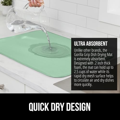 Ultra Absorbent Microfiber Dish Drying Mat (18" x 32" / Microfiber / Mint)