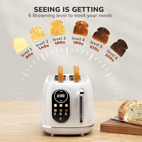 Smart Touch Screen Toaster 2 Slice (Extra Wide Slot / White)
