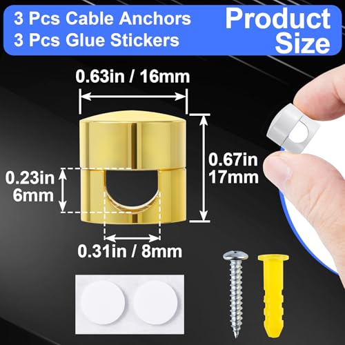 3 Sets Charger Holders for Cords (3 Sets / Gold, White, Silver)