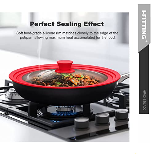 Universal Vented Tempered Glass Replacement Lid for Pots (8.5", 9.5”, 10” / Red)