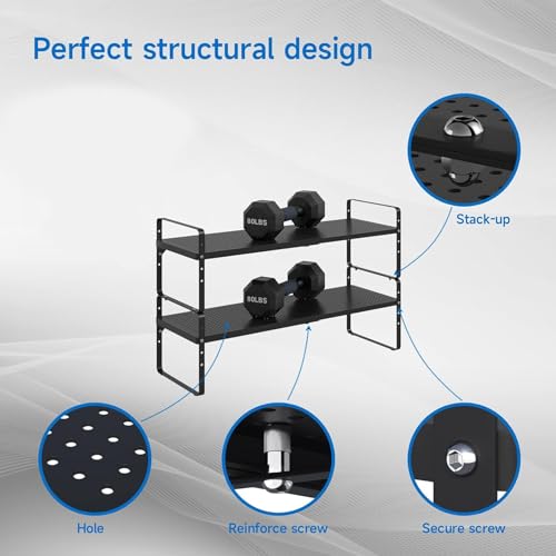 Expandable Cabinet Shelf Organizer Adjustable Metal Spice Rack Stackable Freestanding Counter Storage Shelves for Kitchen Cabinet Under Sink Office Desk (3 Count)