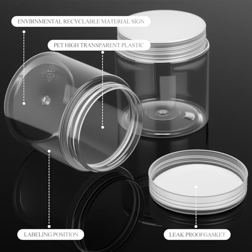 6 Pack 5 oz Plastic Jars with Lids (6 Count)