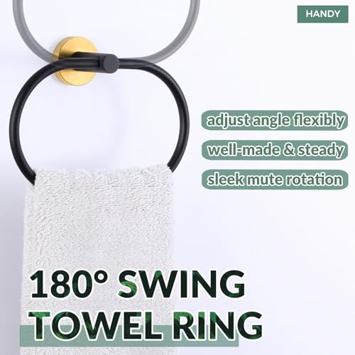 Hand Towel Holder for Bathroom Sink (Black & Gold)