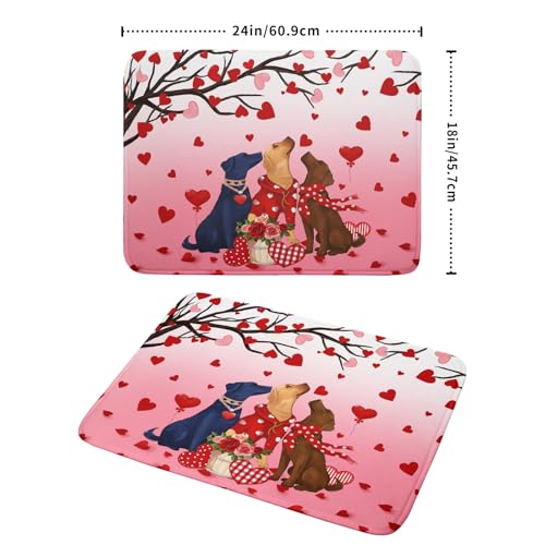 Love Dog Dish Drying Mat 18"x24" Red Heart Microfiber Dish Drainer Mat Hanging Loop Absorbent Fast Dry Pad Kitchen Counter Bar Accessories (Love Dogs / 24" x 18")