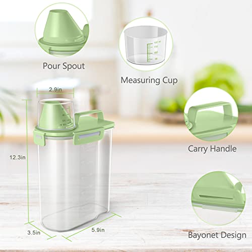 Rice Container Cereal Storage Container 2 Pack 5 Lbs (Green 3+3Qt)