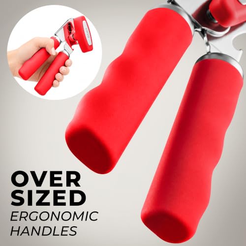Stainless Steel Swing Open Manual Can Opener Comfortable Grip (Cherry Red / Swing Open)