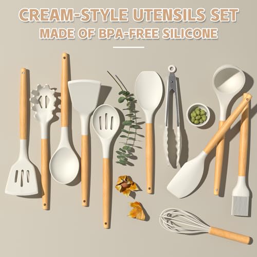 Kitchen Cooking Utensils Set (Cream White)